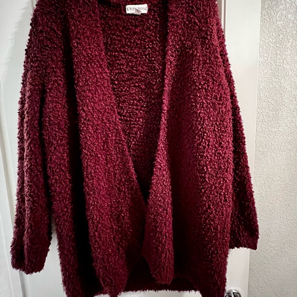 Worn once, deep pink/purple fuzzy sweater!
